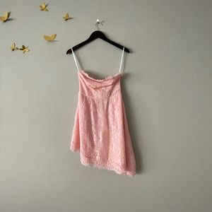 Pink strapless asymmetrical dress